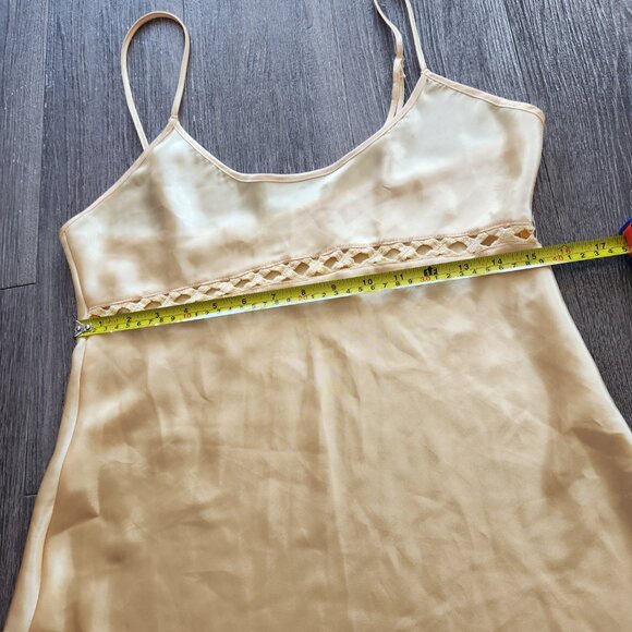 Vintage 90s La Senza classic butter yellow silky mini slip dress - Picture 9 of 12